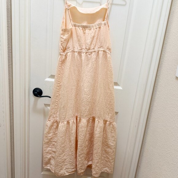 Clothe & Stone 100% Linen Maxi Dress Size M Peach Color Tiered Flowy Silhouette - Picture 11 of 13
